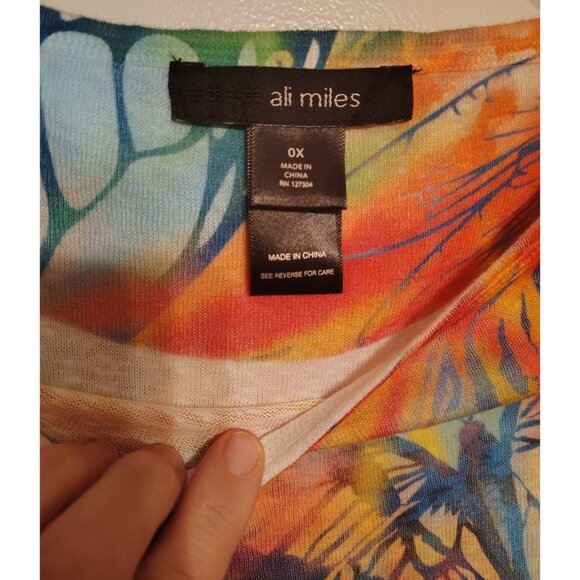 NWT Ali Miles 0X Butterfly Dragonfly Top, Tie Dye, Art to Wear 3/4 Sleeve - Picture 2 of 5